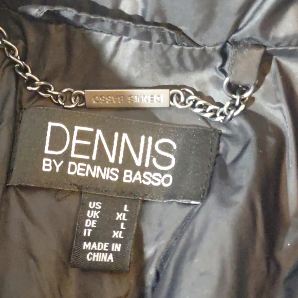 Dennis by Dennis Basso black quilted puffer jacket with faux fur trim EUC - Picture 7 of 16